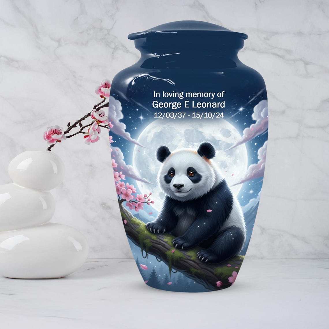 Panda Moonlit Urns For Human Ashes | White Moon Urn For Male and Female
