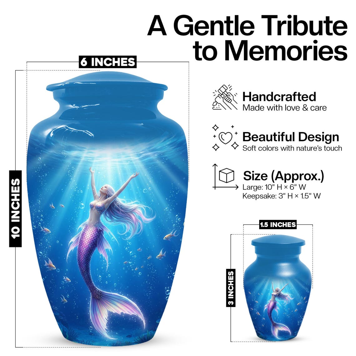 Sea Mermaid Cremation Urn For Ashes Women