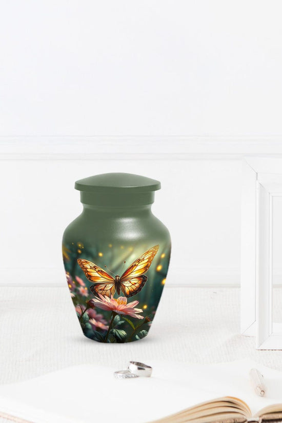 Yellow Butterfly Urn for Female Ashes