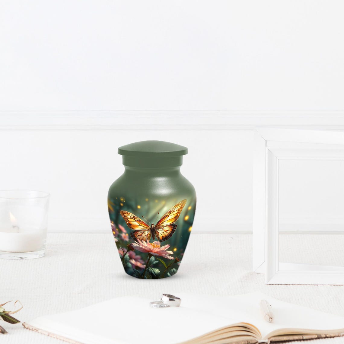 Yellow Butterfly Urn for Female Ashes