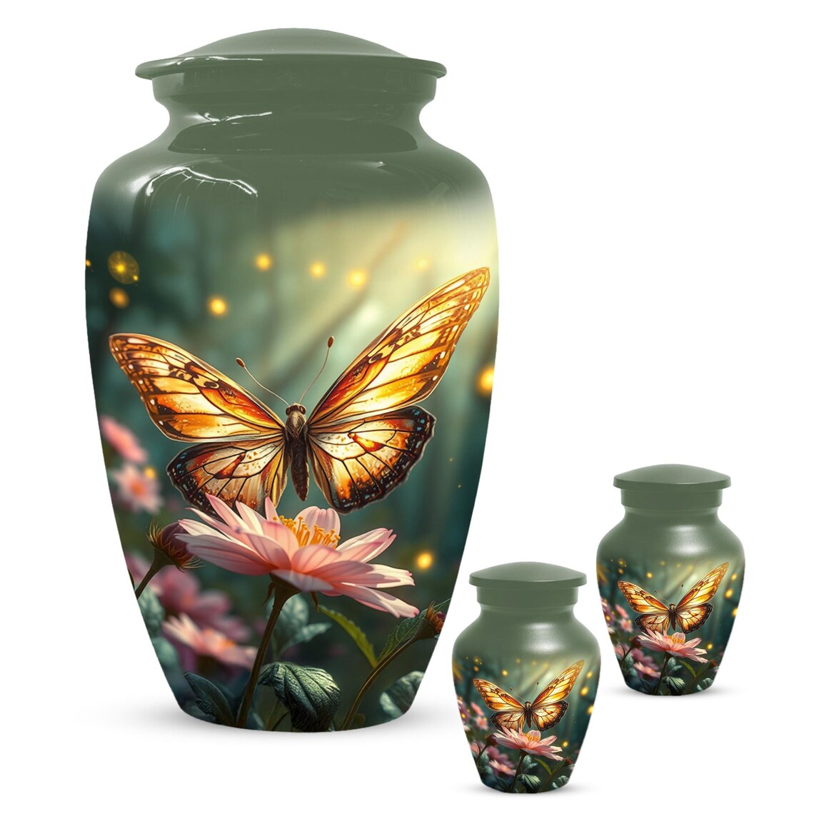 Yellow Butterfly Urn for Female Ashes