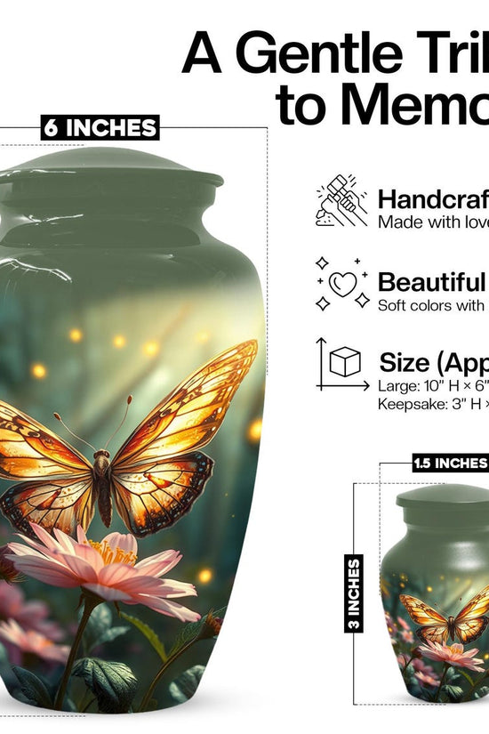 Yellow Butterfly Urn for Female Ashes