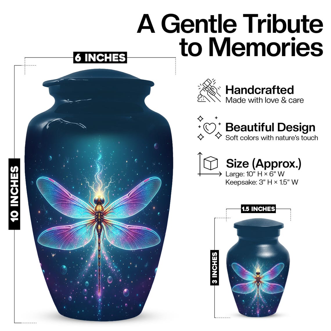 Dragonfly Urn For Adult Human Ash | Personalized Cremation Urns For Female Ashes