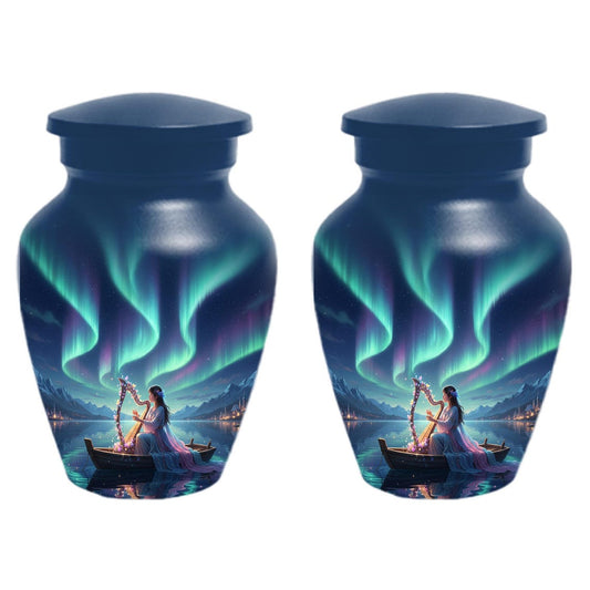 Aurora Borealis Urn For Female Ashes | Northern Lights Mini Cremation Urns Sets For Women