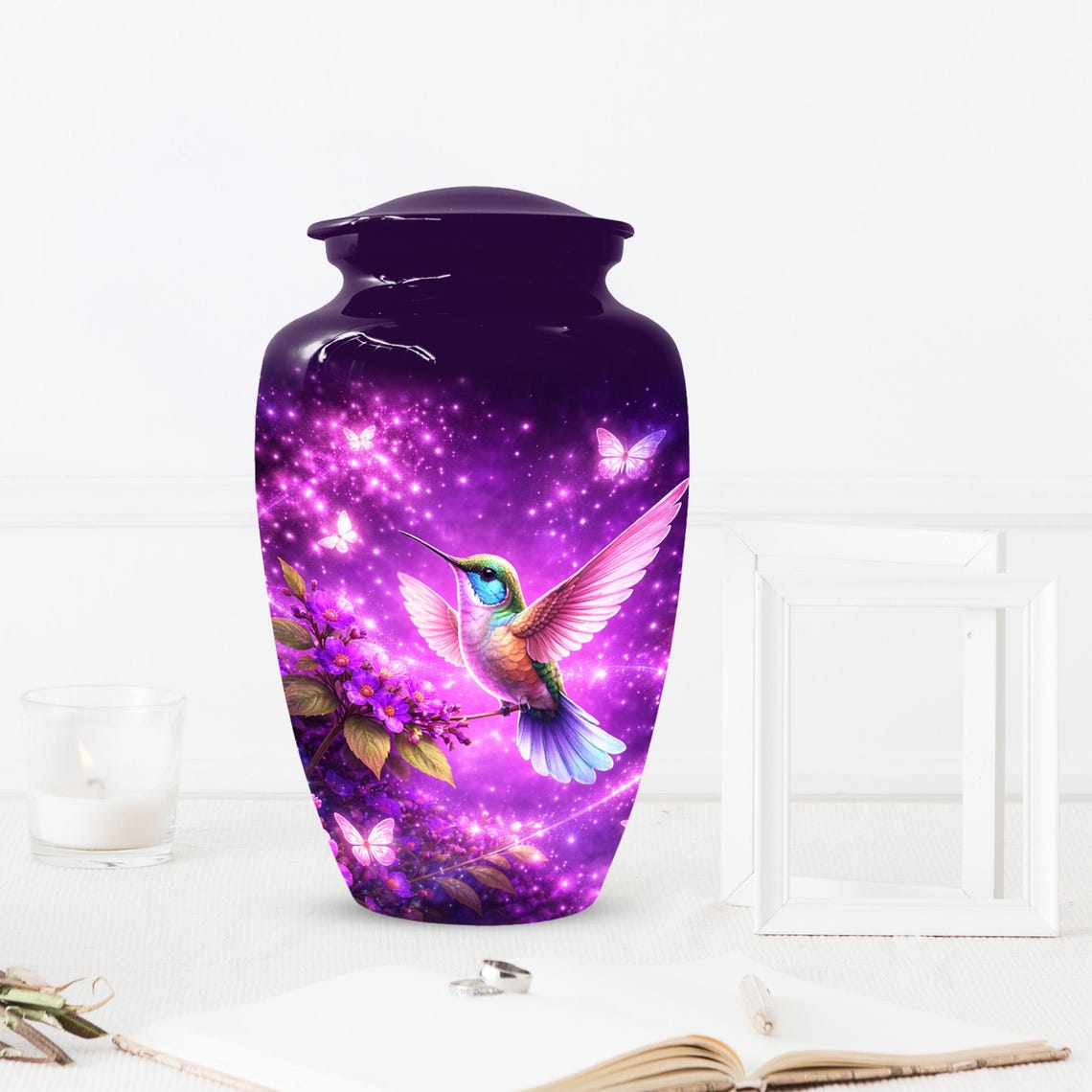 Purple Hummingbird Urn