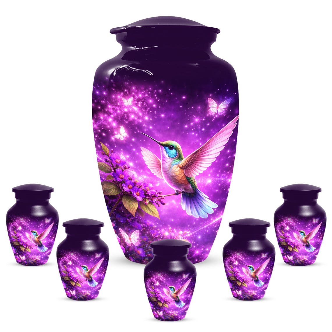 Purple Hummingbird Urn