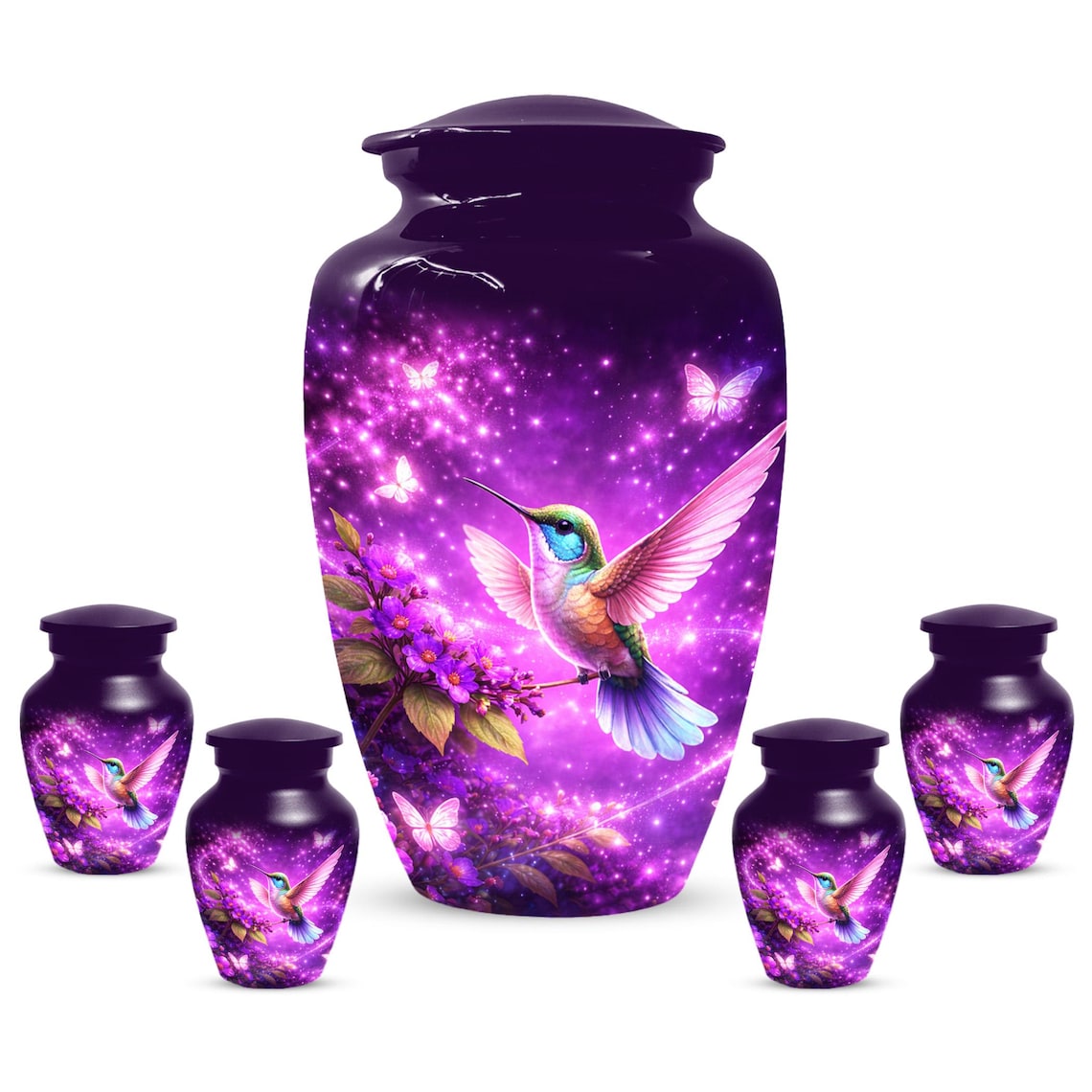 Purple Hummingbird Urn
