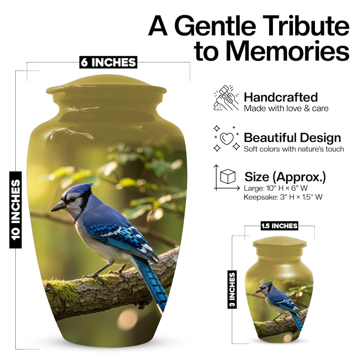 Blue Jay Urn For Ashe