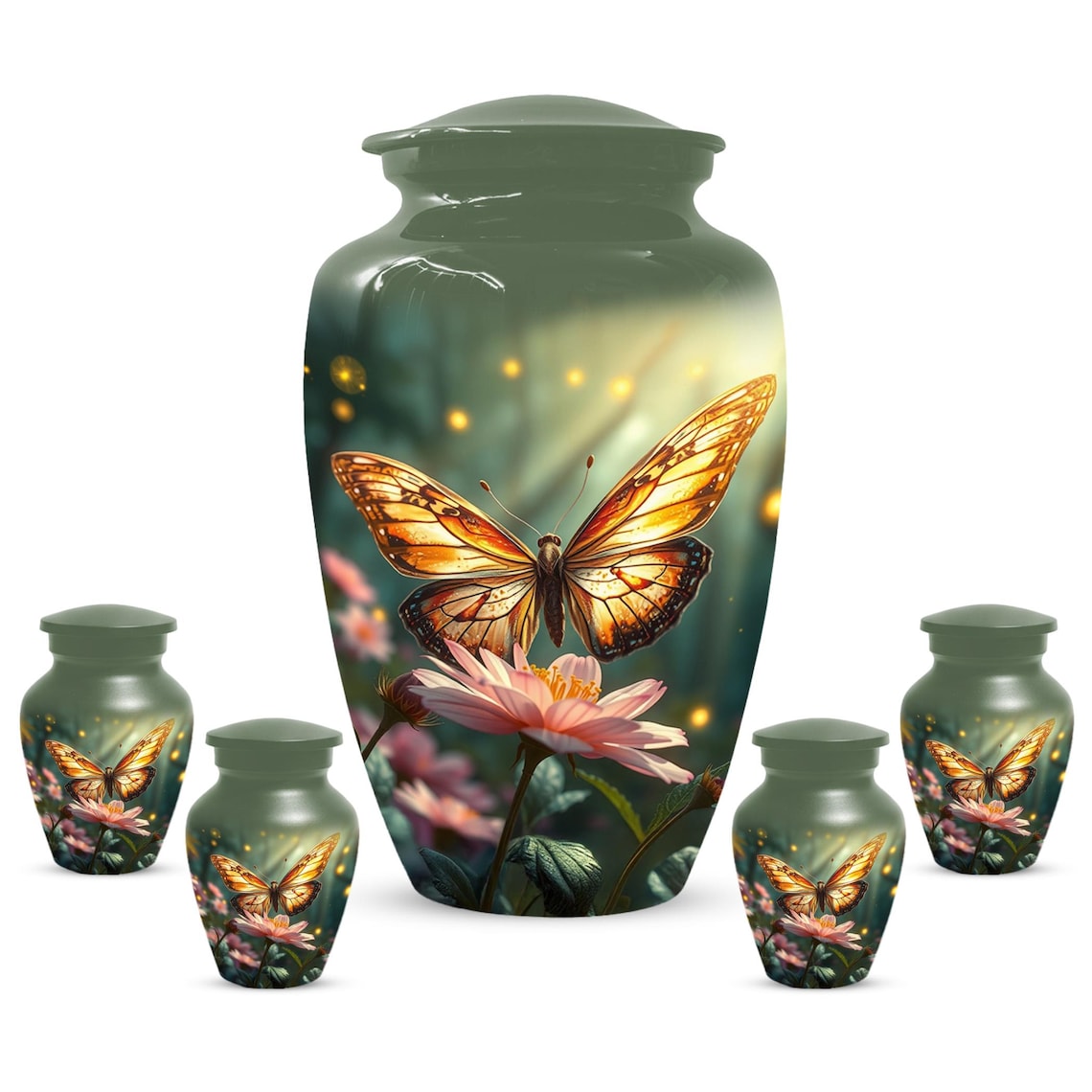 Yellow Butterfly Urn for Female Ashes