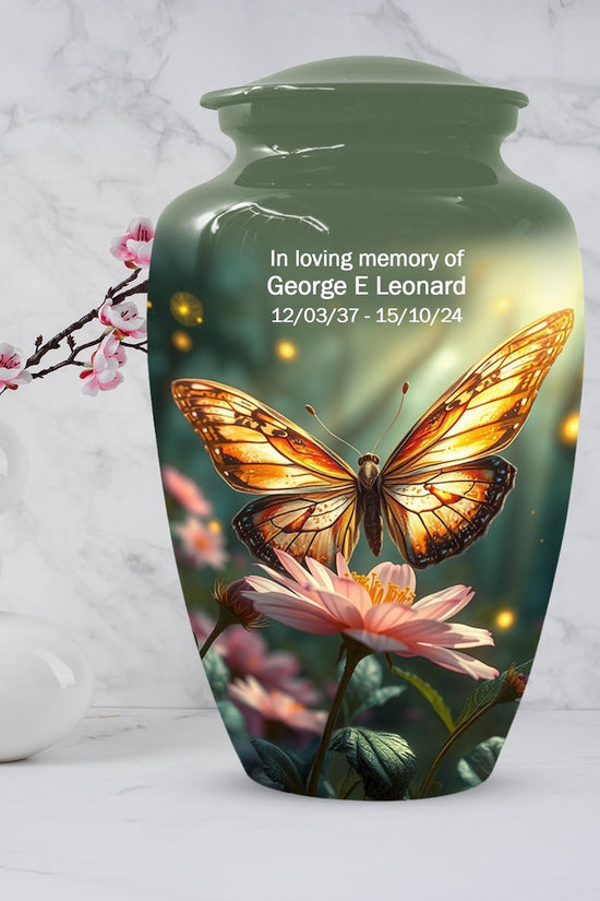 Yellow Butterfly Urn for Female Ashes