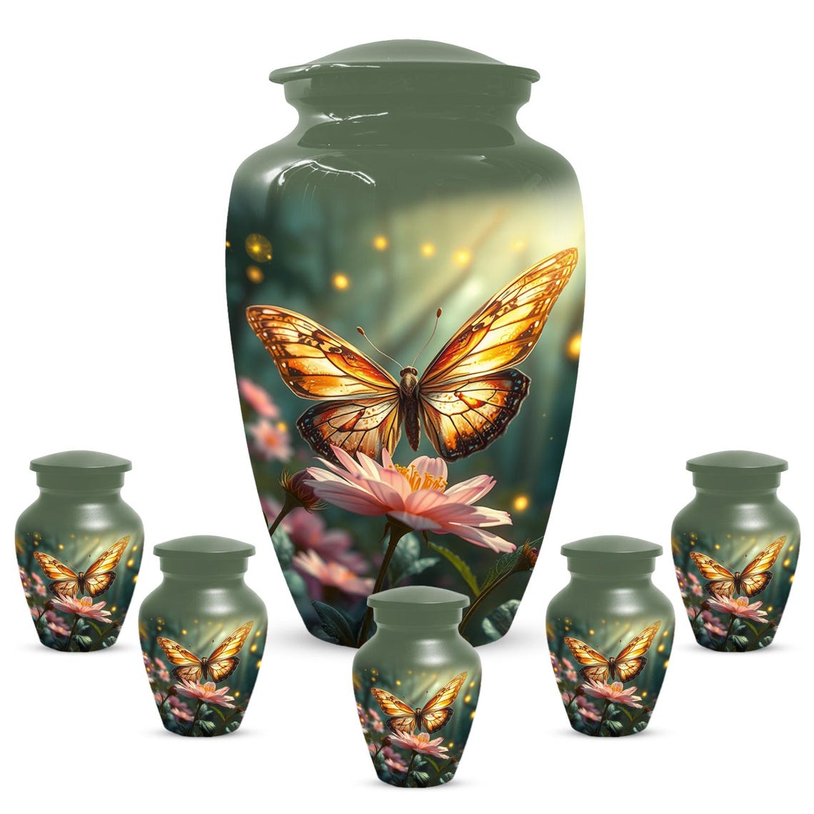 Yellow Butterfly Urn for Female Ashes