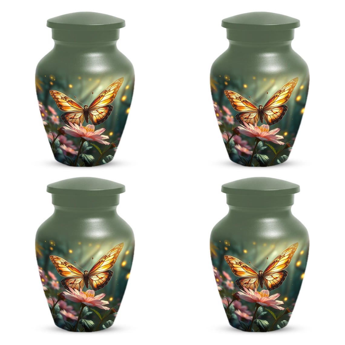 Yellow Butterfly Urn for Female Ashes
