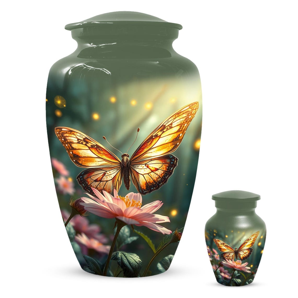 Yellow Butterfly Urn for Female Ashes
