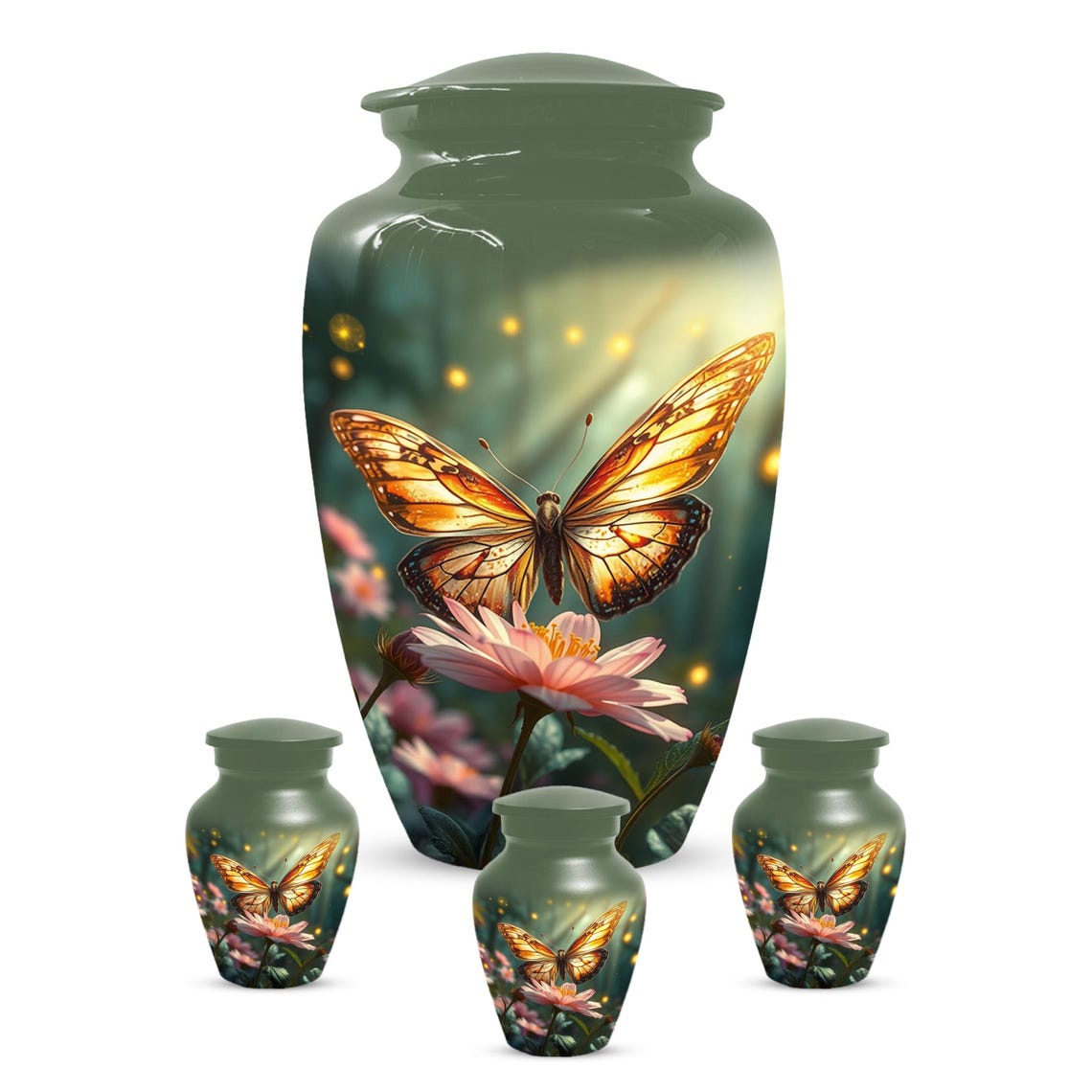 Yellow Butterfly Urn for Female Ashes