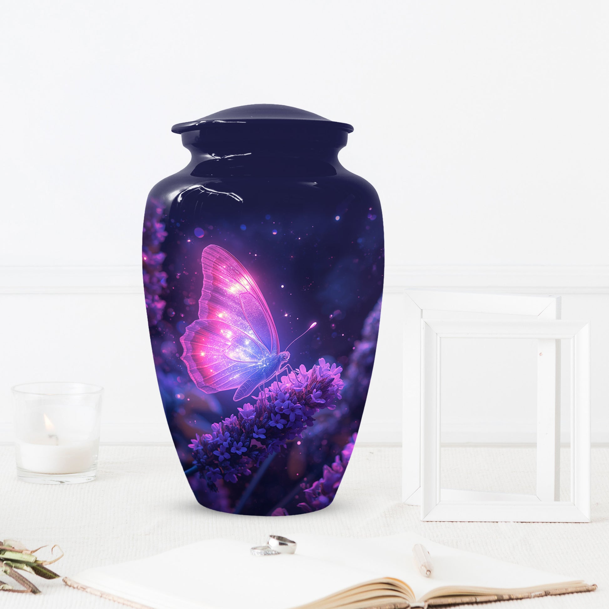 Pink Butterfly Urns For Human Ashes, Personalized Keepsake Urn for Mom