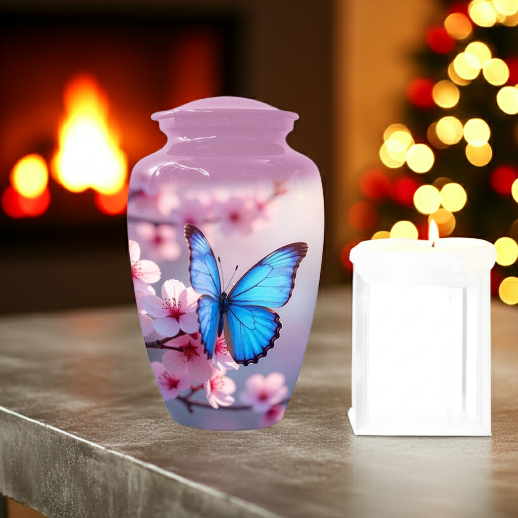 Blue Butterfly Urns For Human Ashes, Personalized Urn For Mom, Handcrafted Artistic Keepsake
"