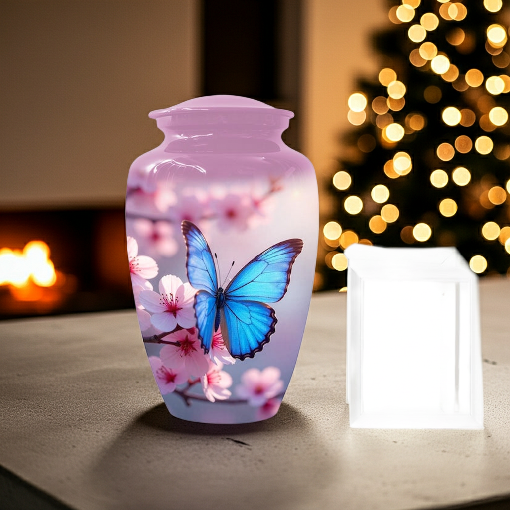 Blue Butterfly Urns For Human Ashes, Personalized Urn For Mom, Handcrafted Artistic Keepsake
"